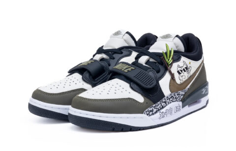 Jordan Legacy 312 Rhythm Meowth Leather Abrasion Resistant Low top Vintage Basketball Shoes Men’s White Blue Brown