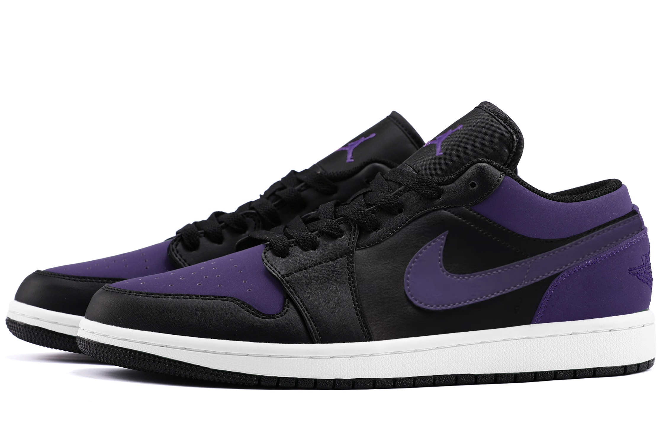 Jordan Air Jordan 1 Lightweight Low top Vintage Basketball Shoes Unisex Purple Black