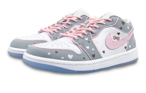 Jordan Air Jordan 1 Low top Vintage Basketball Shoes Women’s Gray Pink White