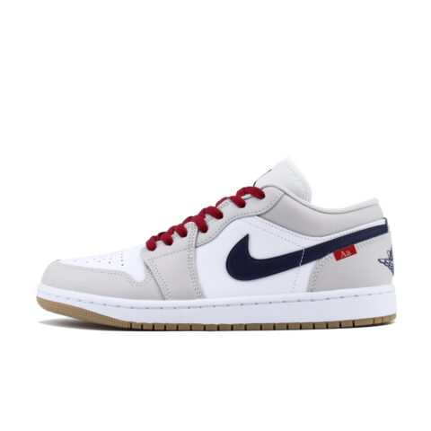 Jordan Air Jordan 1 Cushioning Slip Resistant Low top Vintage Basketball Shoes Unisex Light Gray
