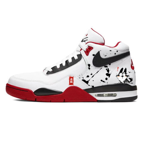Nike Flight Legacy Cushioning Slip Resistant Mid top Vintage Basketball Shoes Unisex Red White