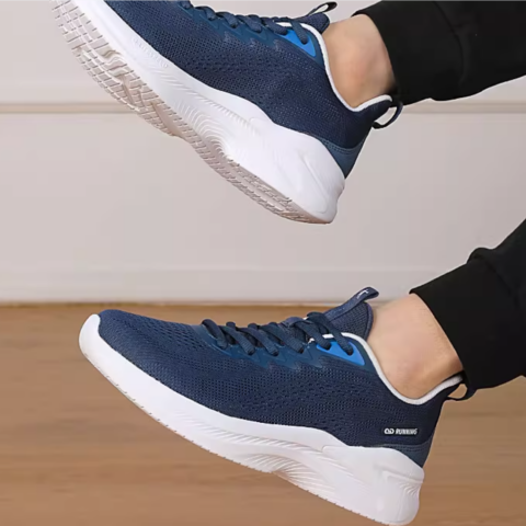 QIAODAN Mesh Cushioning Slip Resistant Low top Running Shoes Men’s Blue