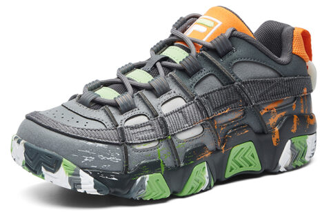 FILA FUSION BUSTER Puffy Shoes Cushioning Abrasion Resistant Breathable Low top Vintage Basketball Shoes Black