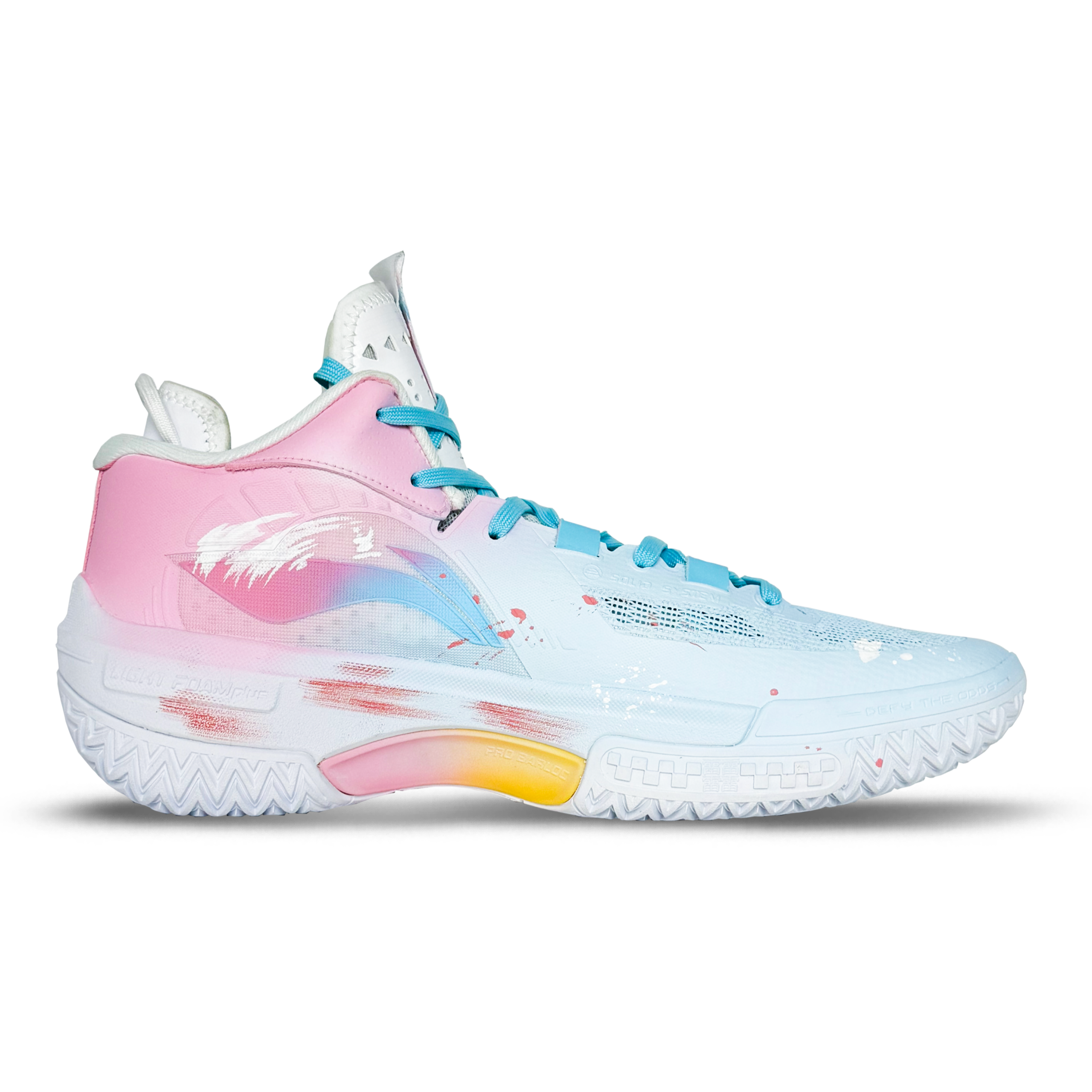 Li Ning Jie Ao Cushioning Slip Resistant Cushioning Slip Resistant Mid top Basketball Shoes Men’s Blue Pink