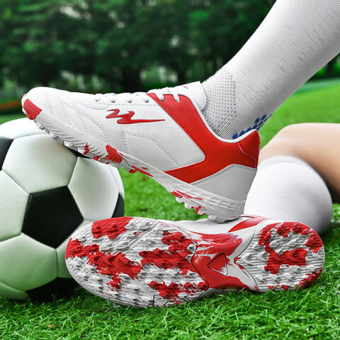 DOUBLE STAR 88 Lightweight Abrasion Resistant Lightweight Abrasion Resistant Soccer Shoes Unisex White Red