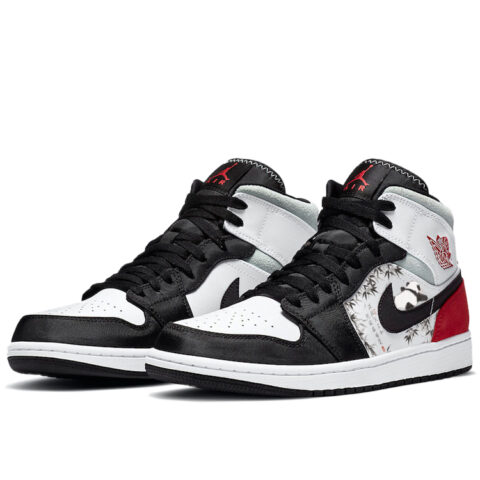 Jordan Air Jordan 1 Cushioning Slip Resistant Mid top Vintage Basketball Shoes Men’s White Red