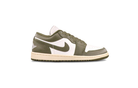 Jordan Air Jordan 1 Olive Green Cushioning, Wear Resistant Low top Vintage Basketball Shoes Unisex White Green