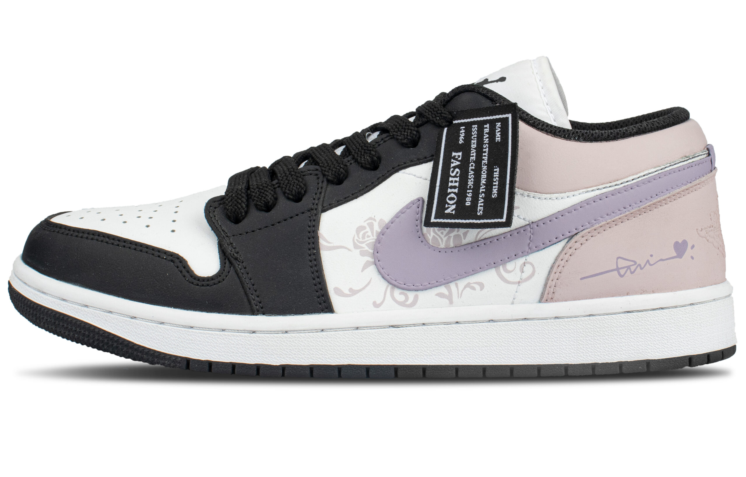 Jordan Air Jordan 1 Cushioning Low top Vintage Basketball Shoes Unisex Black Purple