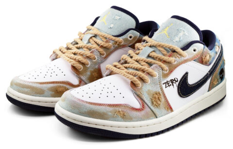 Nike Air Jordan 1 Washed Denim Abrasion Resistant Breathable Low top Vintage Basketball Shoes Men’s