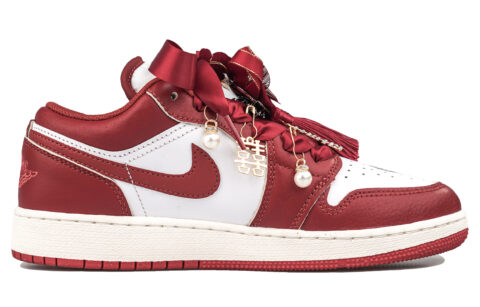 Jordan Air Jordan 1 GS RISK Beaded Curtain And Embroidered Canopy Low top Vintage Basketball Shoes Women’s Red