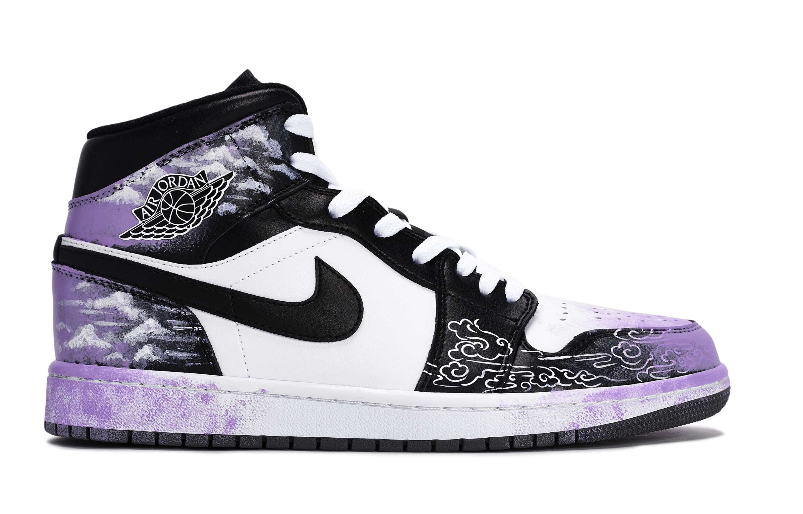 Jordan Air Jordan 1 811 Manufacturing, Clouds And Glow Green Purple, Special Shoe Box Abrasion Resistant Slip Resistant