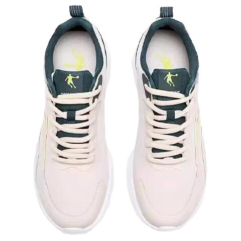 QIAODAN Slip Resistant Abrasion Resistant Low top Casual Sprint Running Shoes Men’s Beige Green