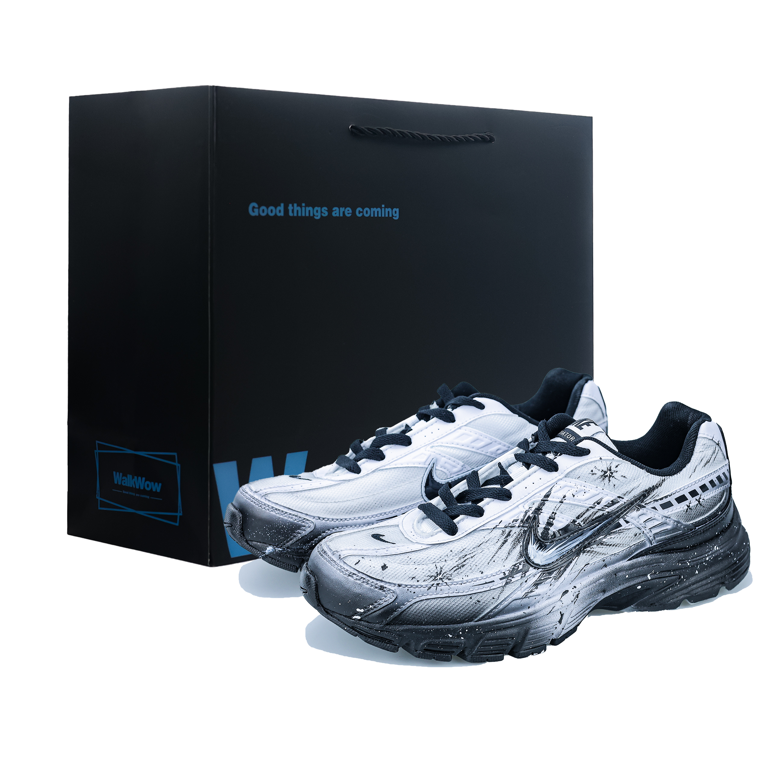 Nike Initiator Cushioning Breathable Support Low top Outdoor Shoes Unisex Silver White Black