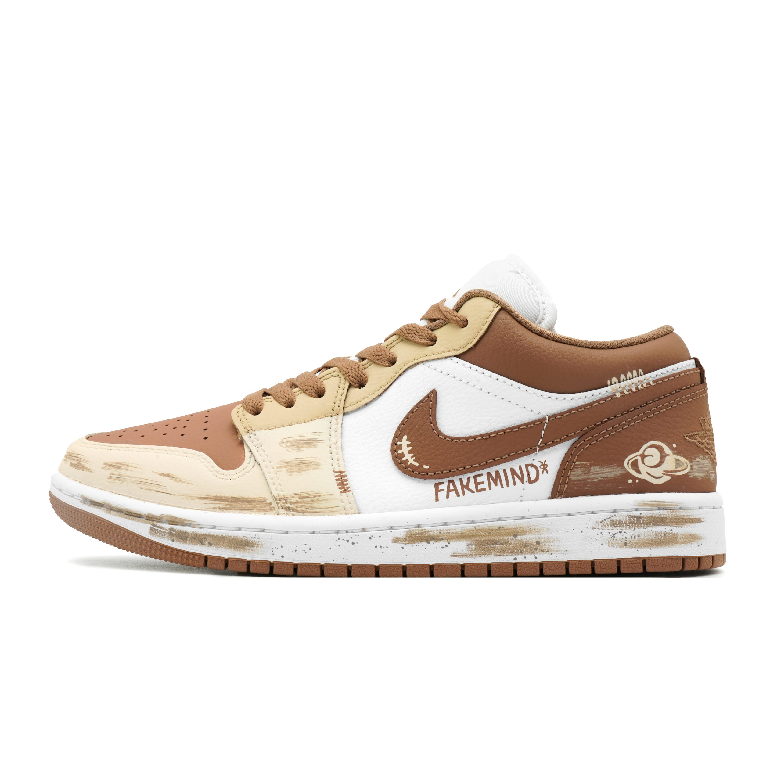 Jordan Air Jordan 1 Saturn Satellite Slip Resistant Abrasion Resistant Low top Vintage Basketball Shoes Unisex Coffee