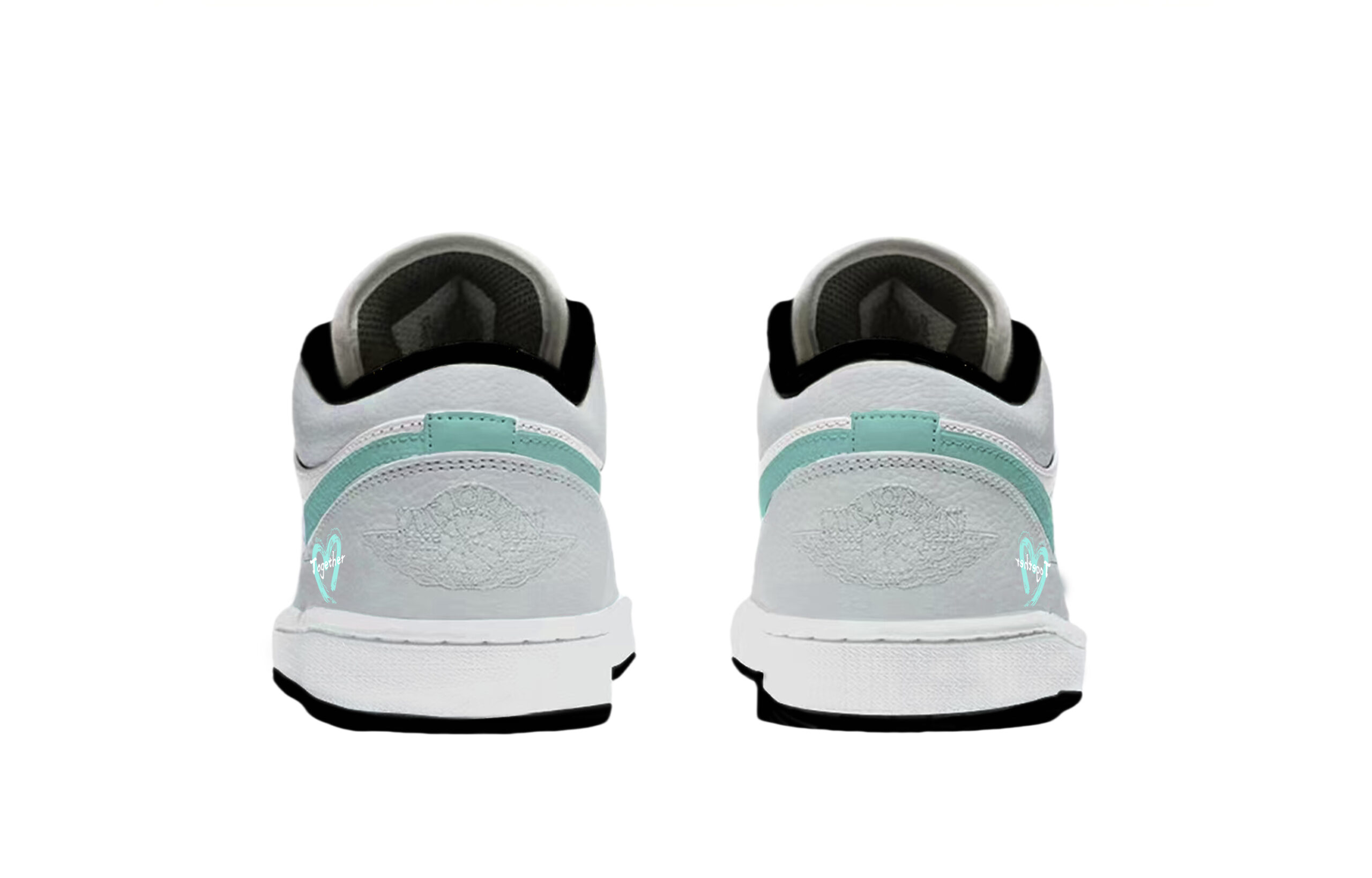 Jordan Air Jordan 1 Low Heart Signal Abrasion Resistant Low top Vintage Basketball Shoes Unisex White Green