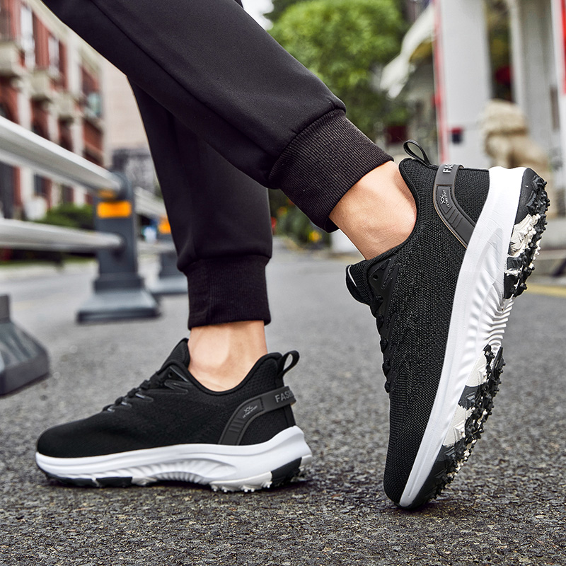 BIANSULONG Cushioning Slip Resistant Abrasion Resistant Low top Casual Running Shoes Unisex Black