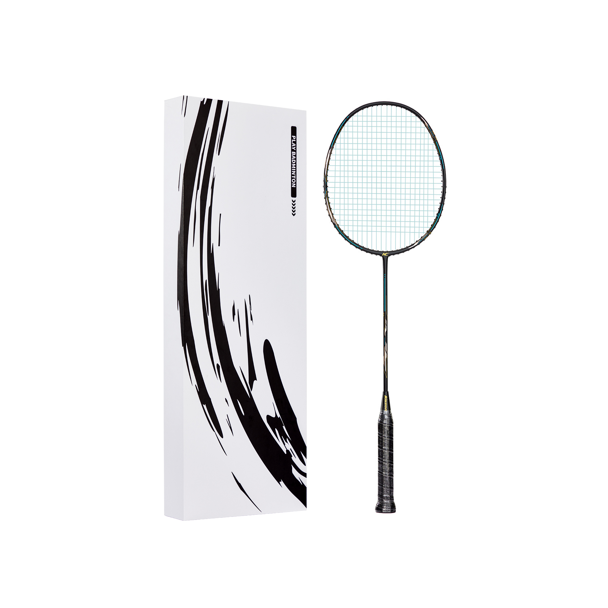 Li Ning x Kason Badminton Rackets Offensive Type Heavy Head, Stiff Shaft Advanced Level 4UG5 Black Gold