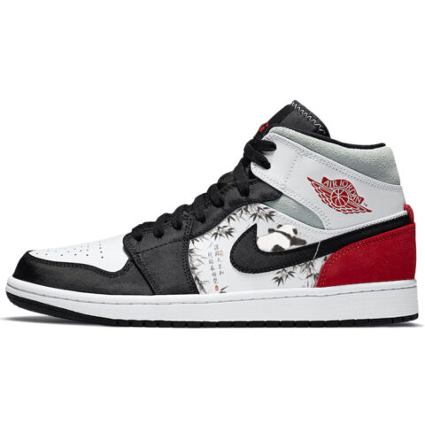 Jordan Air Jordan 1 Cushioning Slip Resistant Mid top Vintage Basketball Shoes Men’s White Red