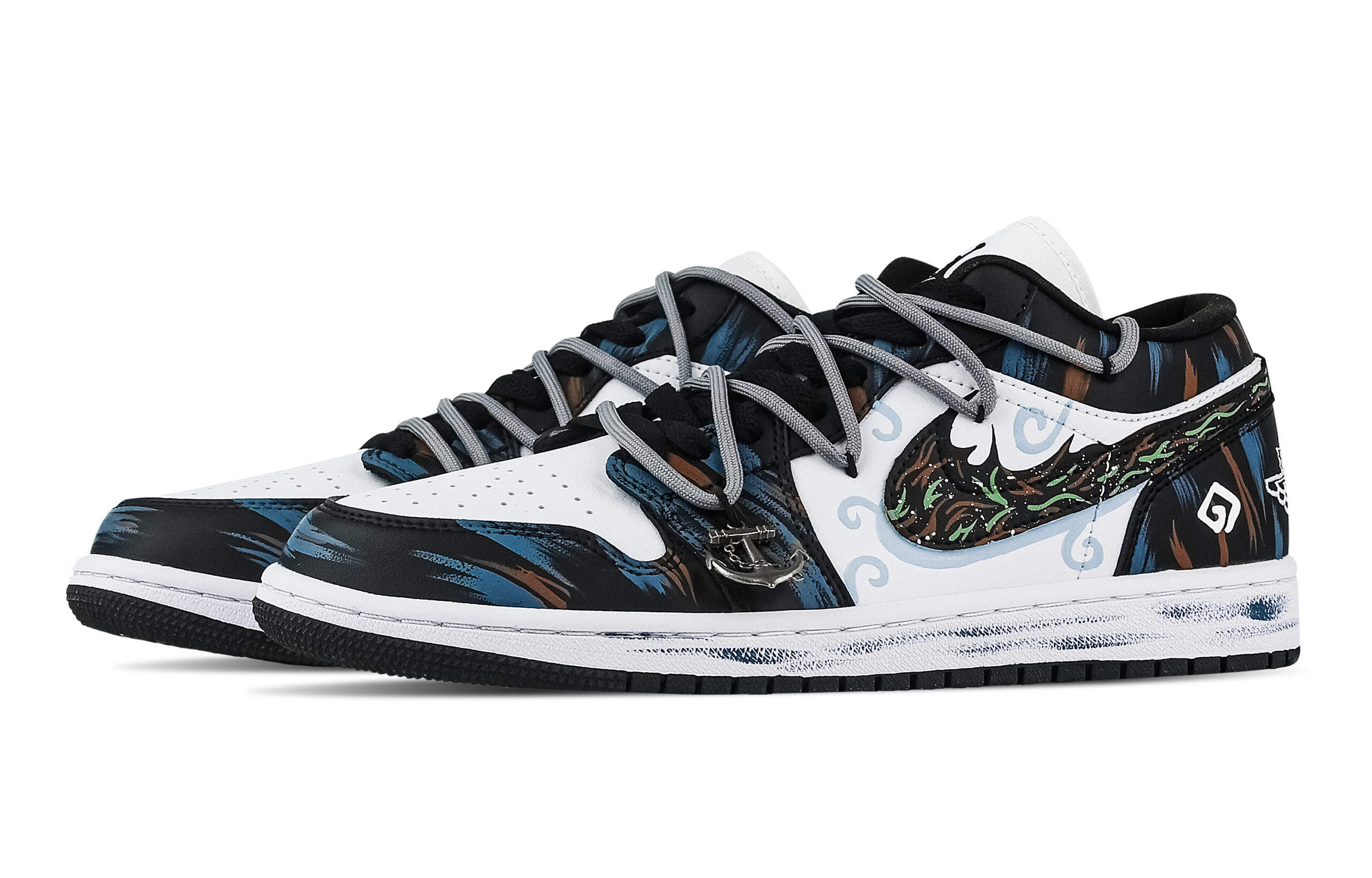 Jordan Air Jordan 1 Sea Dark Flame, Heart Box Low top Vintage Basketball Shoes Unisex Black