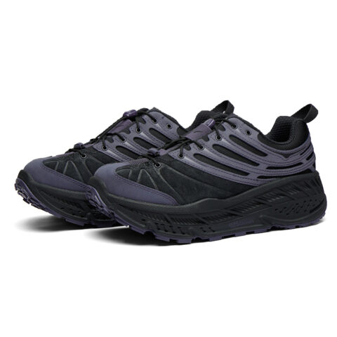 HOKA ONE ONE Stinson Evo OG Classic And Versatile Synthetic Leather, Leather Running Shoes Unisex Black Purple