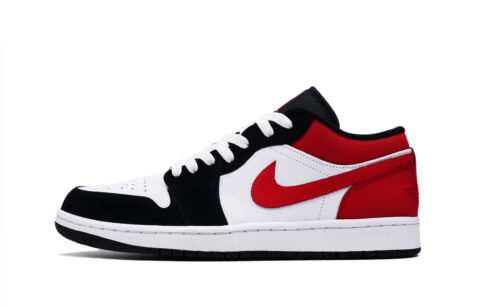 Jordan Air Jordan 1 Slip Resistant Abrasion Resistant Low top Vintage Basketball Shoes Men’s Black Red