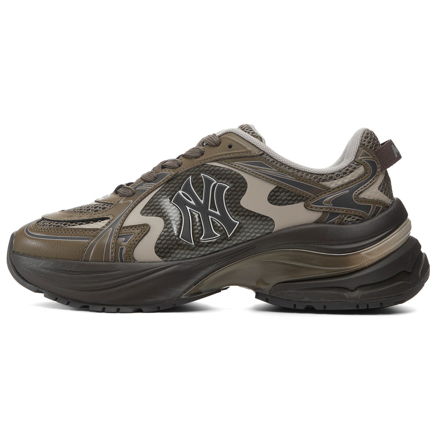 MLB New York Yankees Textile, Synthetic Leather Height Increasing Low top Casual Running Shoes Unisex Brown