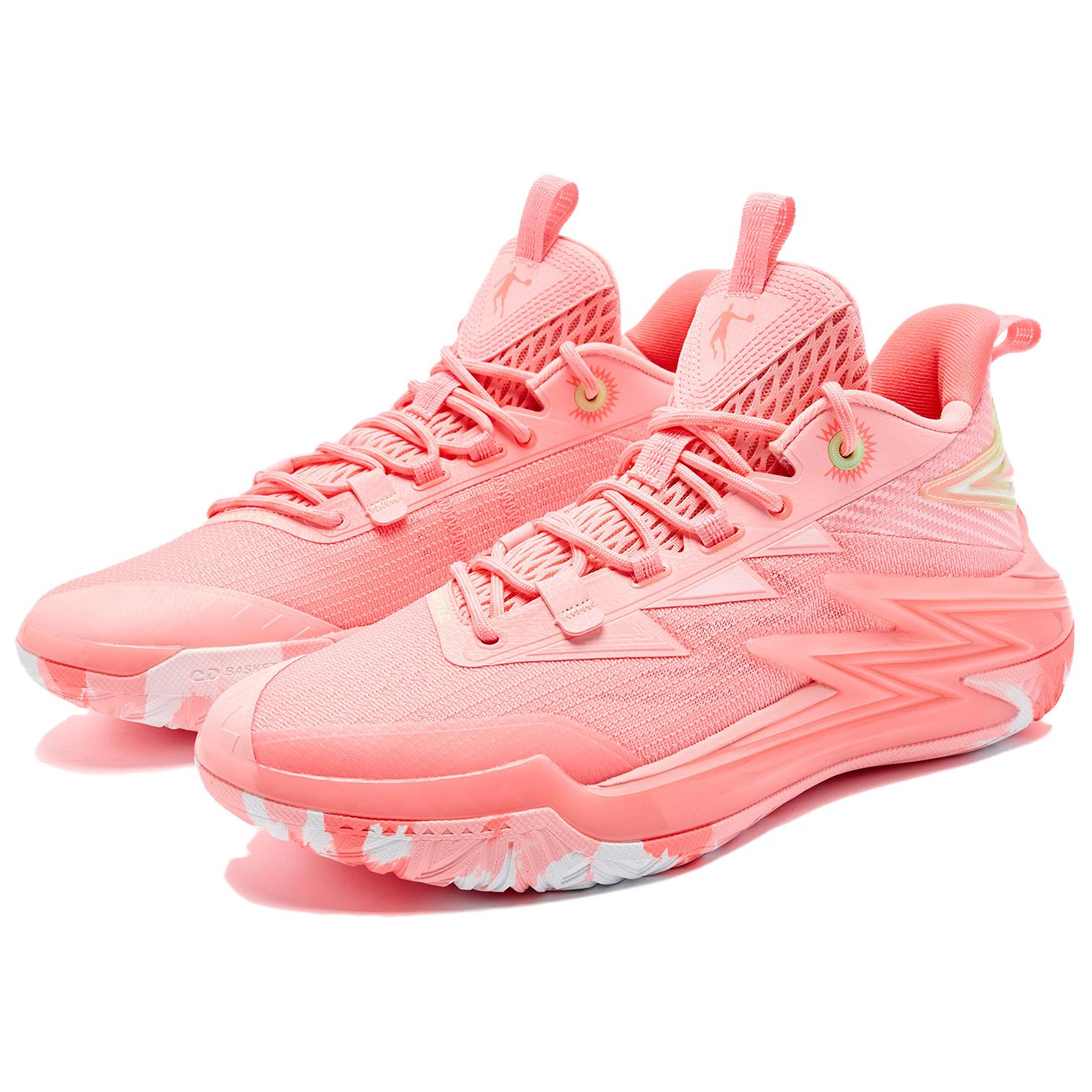 QIAODAN Cushioning, Wear Resistant Low Top Basketball Shoes Men’s Electronic Pink