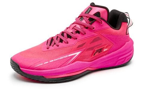 QIAODAN FETEAM Cushioned Slip-Resistant Abrasion-Resistant Low-Top Basketball Shoes Men’s Neon Pink Black
