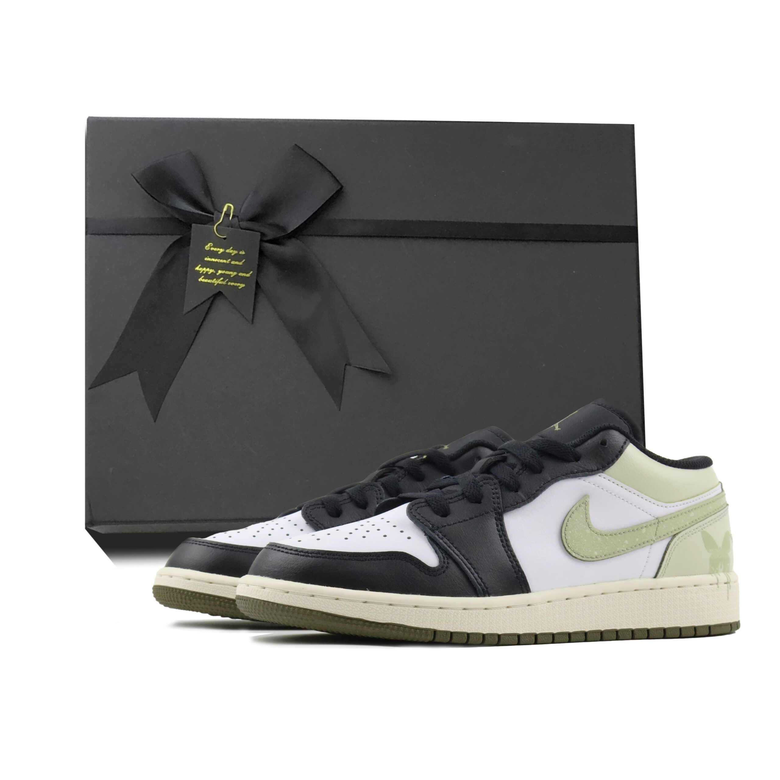 Jordan Air Jordan 1 Abrasion Resistant Support Low top Vintage Basketball Shoes Unisex Green