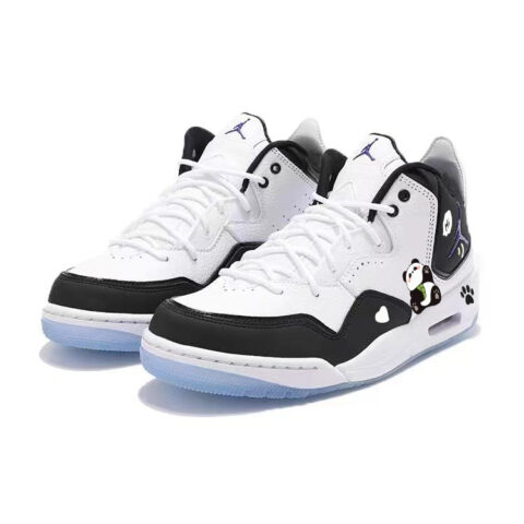 Jordan Courtside 23 Cushioning Slip Resistant Mid top Vintage Basketball Shoes Unisex Black White