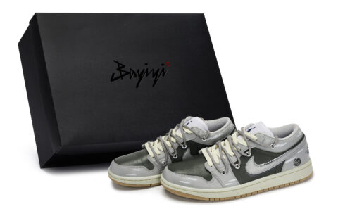 Jordan Air Jordan 1 Vintage Basketball Shoes Men’s Low Top Gray/White/Green