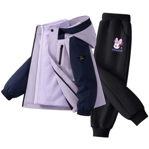 Disney Kids Casual Sportswear Hooded Thickened And Fleece Lined