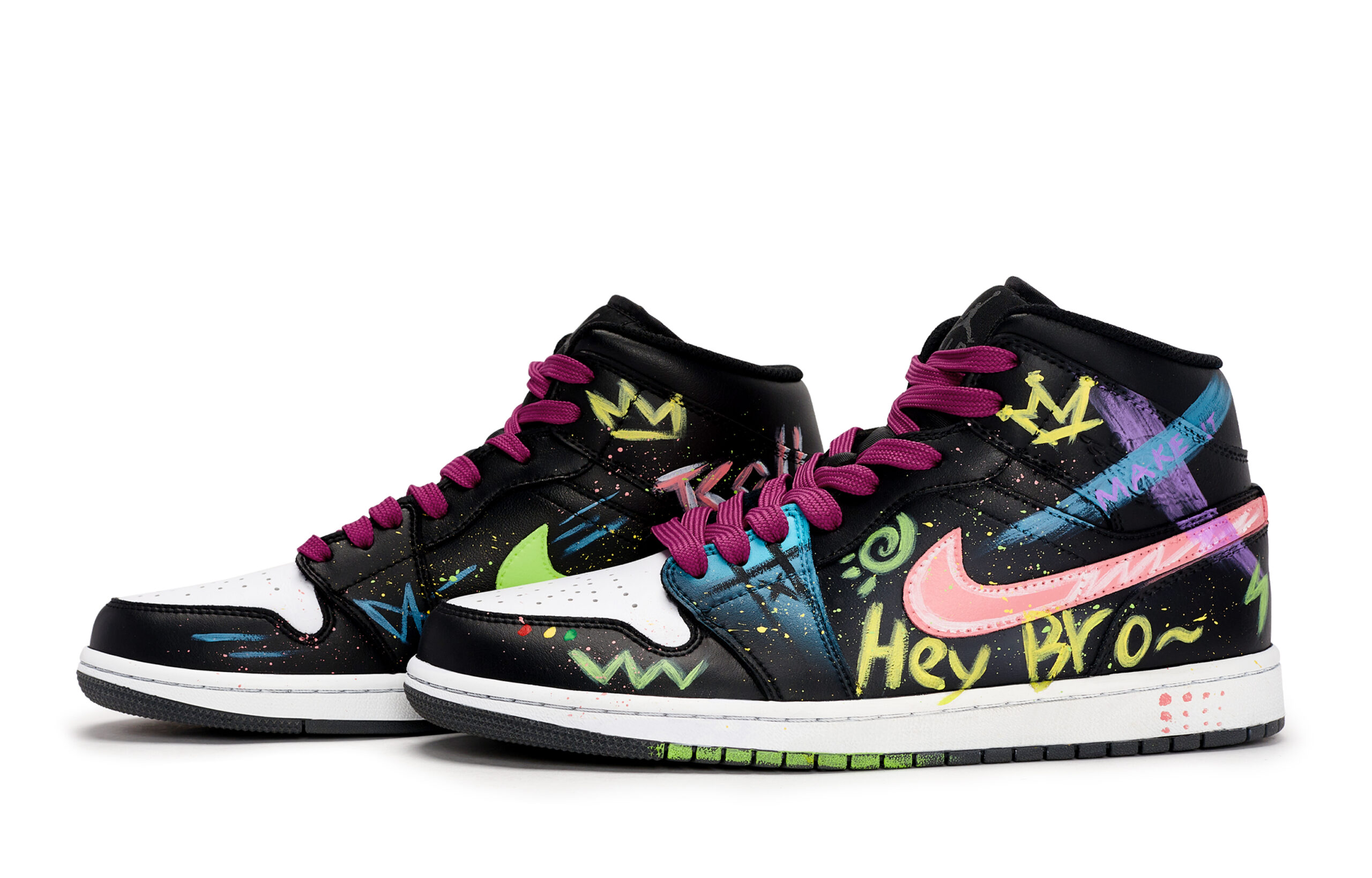 Jordan Air Jordan 1 811 Manufacturing, Neon Urban, Special Shoe Box Mid top Vintage Basketball Shoes Unisex