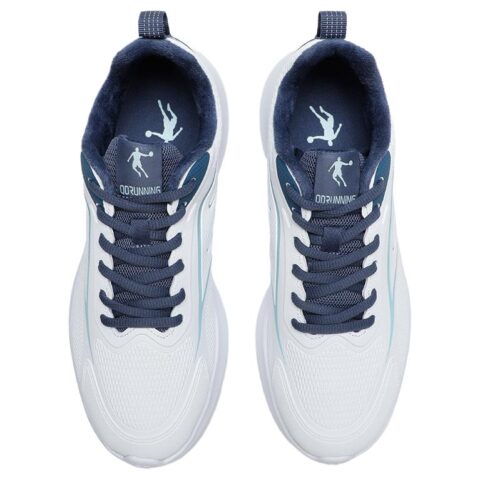 QIAODAN Slip Resistant Abrasion Resistant Low top Casual Running Shoes Men’s White Blue