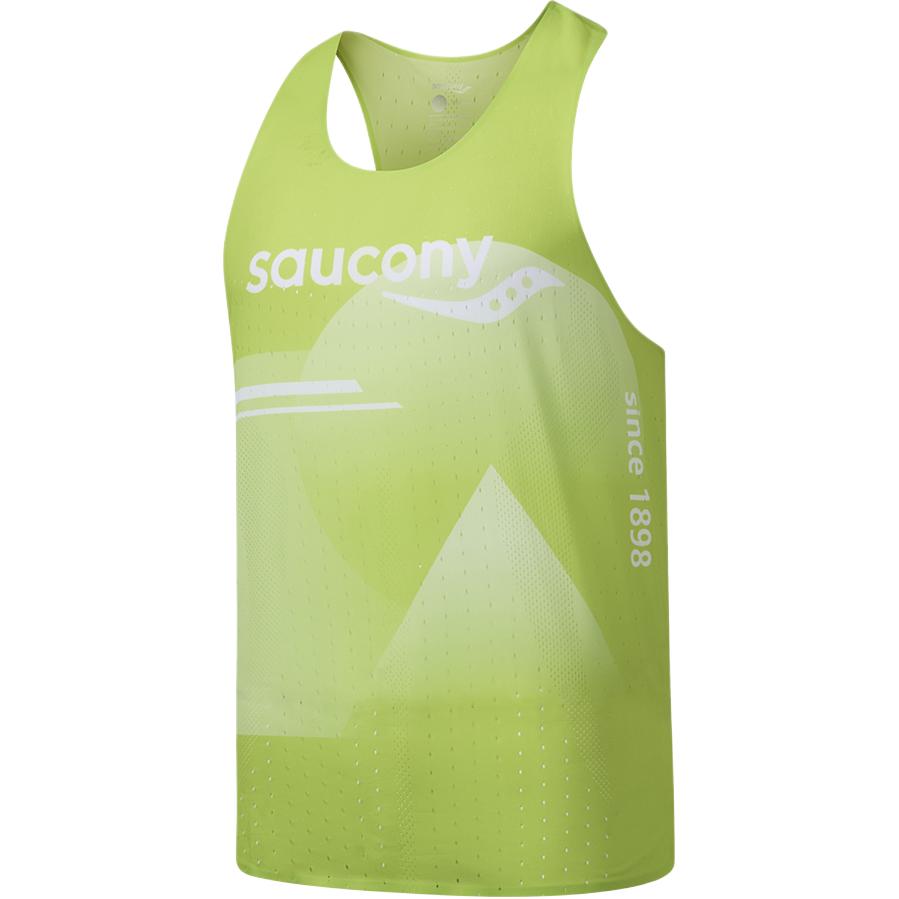 Saucony Running Tank Top Unisex Geometric Yellow Green Combo