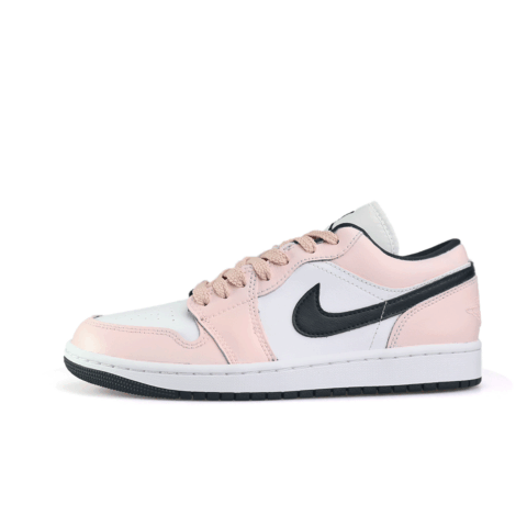 Jordan Air Jordan 1 White Pink, Shopping Bag Abrasion Resistant Low top Vintage Basketball Shoes Unisex White Pink