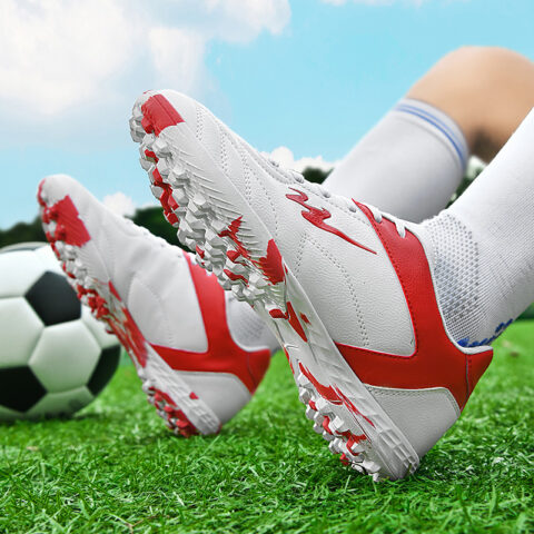 DOUBLE STAR 88 Lightweight Abrasion Resistant Lightweight Abrasion Resistant Soccer Shoes Unisex White Red