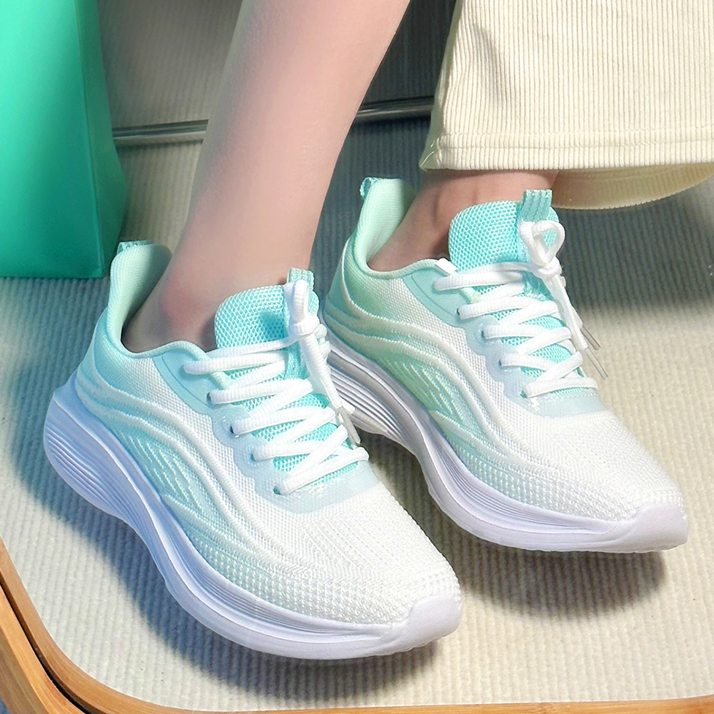 RUIKE Cushioning Breathable Height Increasing Low top Casual Running Shoes Women’s White Green