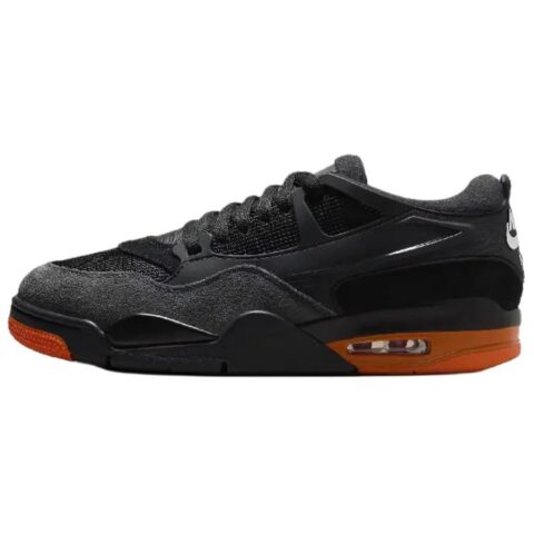 Jordan Air Jordan 4 Slip Resistant Abrasion Resistant Low top Vintage Basketball Shoes Unisex Black