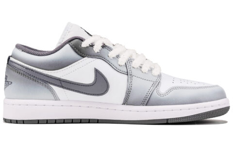 Jordan Air Jordan 1 Abrasion Resistant Low top Vintage Basketball Shoes Unisex Gray White