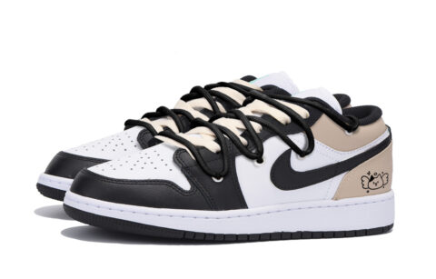 Jordan Air Jordan 1 Puppy Fragment Slip Resistant Abrasion Resistant Low top Vintage Basketball Shoes Men’s Black Brown