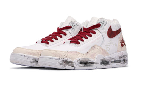 Nike Flight Legacy Thorn Rose Slip Resistant Abrasion Resistant Mid top Vintage Basketball Shoes Unisex White Red