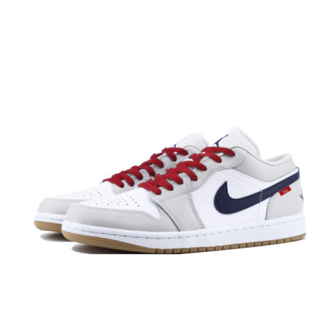 Jordan Air Jordan 1 Cushioning Slip Resistant Low top Vintage Basketball Shoes Unisex Light Gray