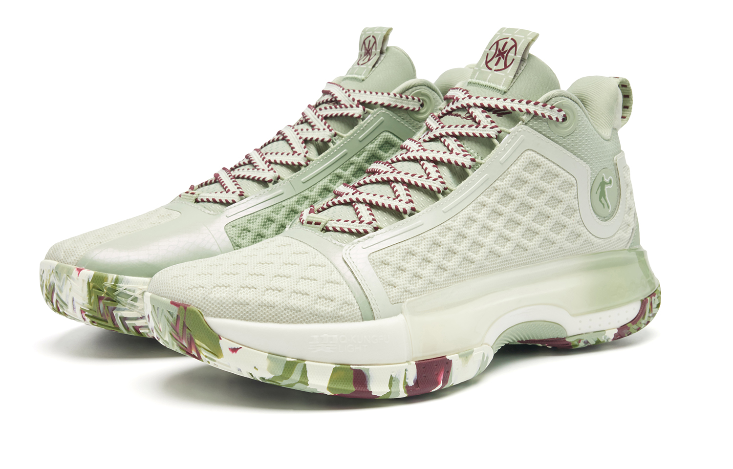 QIAODAN Halberd 7 Basketball Shoes Men’s Mid Top Luo Gray Pea Green
