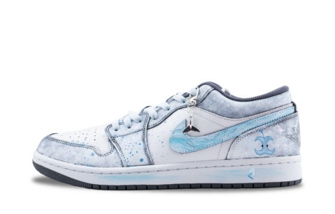 Jordan Air Jordan 1 Gray Scale Dream Abrasion Resistant Low top Vintage Basketball Shoes Unisex Gray Blue