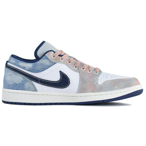 Jordan Air Jordan 1 NR Cushioning Slip Resistant Abrasion Resistant Low top Vintage Basketball Shoes Men’s Blue Pink