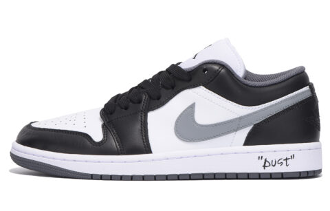 Jordan Air Jordan 1 Leather Slip Resistant Coverage Low top Vintage Basketball Shoes Unisex Black Gray