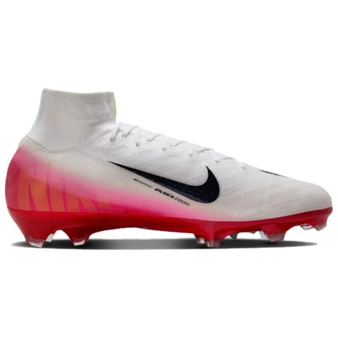 Nike Mercurial Superfly 10 FG Firm Ground Leather Soccer Shoes Unisex White Red