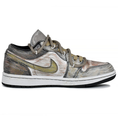 Jordan Air Jordan 1 Abrasion Resistant Low top Vintage Basketball Shoes Women’s Brown Yellow
