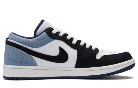 Jordan Air Jordan 1 Black Denim Low top Vintage Basketball Shoes Men’s Black White Blue